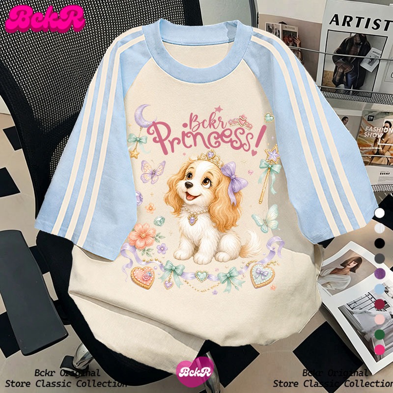 【จัดส่งตลอด 24 ชั่วโมง】 BCKR ลายกราฟฟิตี้สุนัข ชุดหน้าร้อน เสื้อ oversize คอกลม ผู้หญิง tshirtYG4623