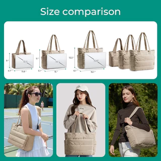 BAGSMART Tote Bag กระเป๋าสะพายผู้หญิง ขนาดใหญ่ มีช่องใส่โน้ตบุ๊ก มีหลายช่อง น้ำหนักเบา ทรงพัฟฟี่