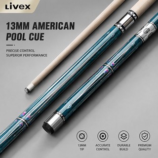 LIVEX 13mm Maple Pool Cue 1/2 Split Billiard Stick for American 8 Ball with Glove & Chalk Accessories – Ships from Manila COD
