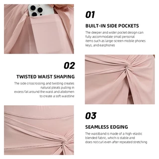 FUYOGI ผู้หญิงเอวสูงด้านหน้า Twisted กีฬา Skort Breathable Sweat Wicking เทนนิสกระโปรงด้านข้างกระเป๋า Anti Exposure ปลอมห่อกอล์ฟออกกําลังกายกระโปรงโยคะทุกวันชุดลําลอง
