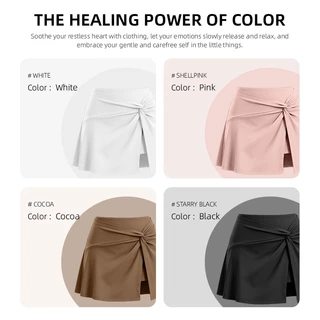 FUYOGI ผู้หญิงเอวสูงด้านหน้า Twisted กีฬา Skort Breathable Sweat Wicking เทนนิสกระโปรงด้านข้างกระเป๋า Anti Exposure ปลอมห่อกอล์ฟออกกําลังกายกระโปรงโยคะทุกวันชุดลําลอง