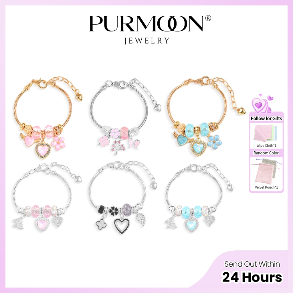 Purmoon สร้อยข้อมือสําหรับผู้หญิง ปรับขนาดได้ ของขวัญสําหรับ GF Besties Sister มิตรภาพ Lucky Charm สร้อยข้อมือน่ารัก วันเกิดทุกวัน C117 C118