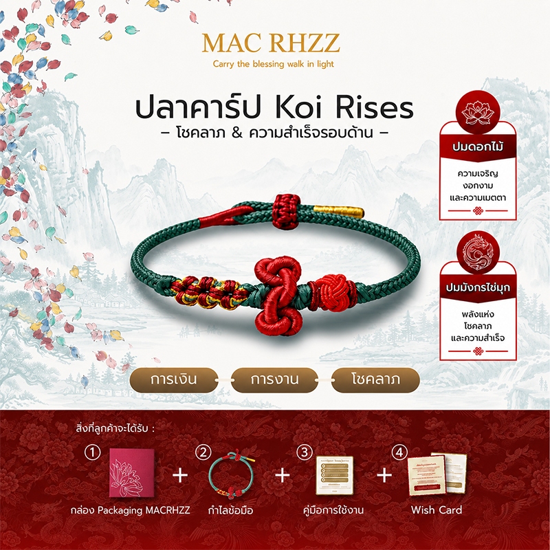 [ปลาคาร์ป ] กำไลข้อมือเชือกถัก DIA - Koi rises