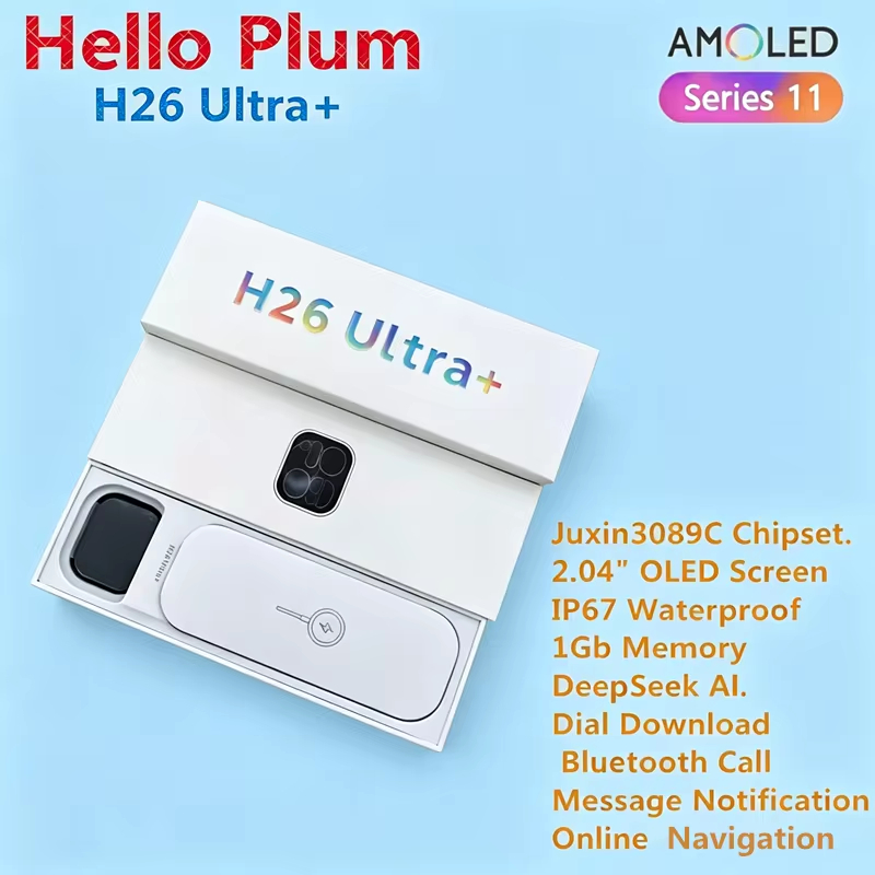 ใหม่ Amoled H26 Ultra Plus Smart Watch 1GB Memory Series 11 Smartwatch ผู้ชายผู้หญิง