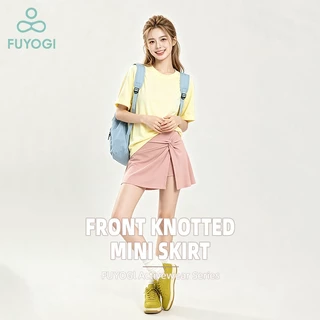 FUYOGI ผู้หญิงเอวสูงด้านหน้า Twisted กีฬา Skort Breathable Sweat Wicking เทนนิสกระโปรงด้านข้างกระเป๋า Anti Exposure ปลอมห่อกอล์ฟออกกําลังกายกระโปรงโยคะทุกวันชุดลําลอง