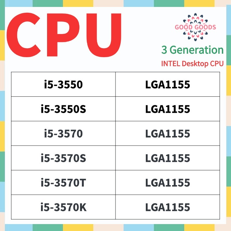 I5-3550 i5-3550S i5-3550P i5-3570 i5-3570S i5-3570T i5-3570K 3th generation INTEL Core Desktop CPU L