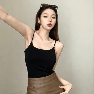 AEX ผู้หญิงสปาเก็ตตี้เสื้อกล้ามในตัว Bra เบาะ Camisole Slim Fit เซ็กซี่ Backless Crop TOP ฤดูร้อนด้านในสวมใส่ด้านนอก
