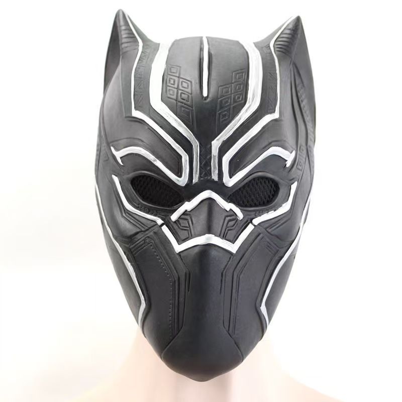 แบล็คแพนเตอร์‌ TChalla Latex หน้ากากผู้ชายคอสเพลย์ฮาโลวีน Carnival Party Props หนึ่งขนาด
