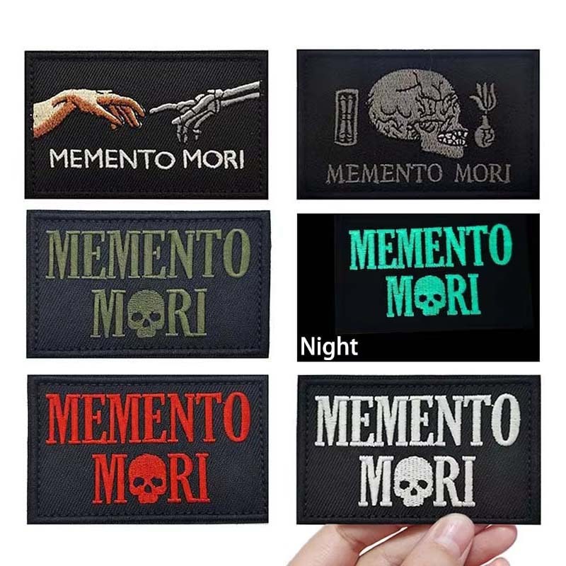 1,2PCS/Memento Mori Morale Badge เสื้อผ้า Applique มือ Tough, Skull มือเย็บปักถักร้อยแพทช์ตะขอ,สติกเกอร์ทหารยุทธวิธีสัญลักษณ์สําหรับกระเป๋าเป้สะพายหลังอุปกรณ์เสริม,หมวกกันน็อค,Armband