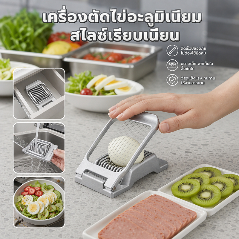 เครื่องหั่นไข่ อลูมิเนียมอัลลอยด์ อเนกประสงค์ สําหรับตัดไข่ต้ม