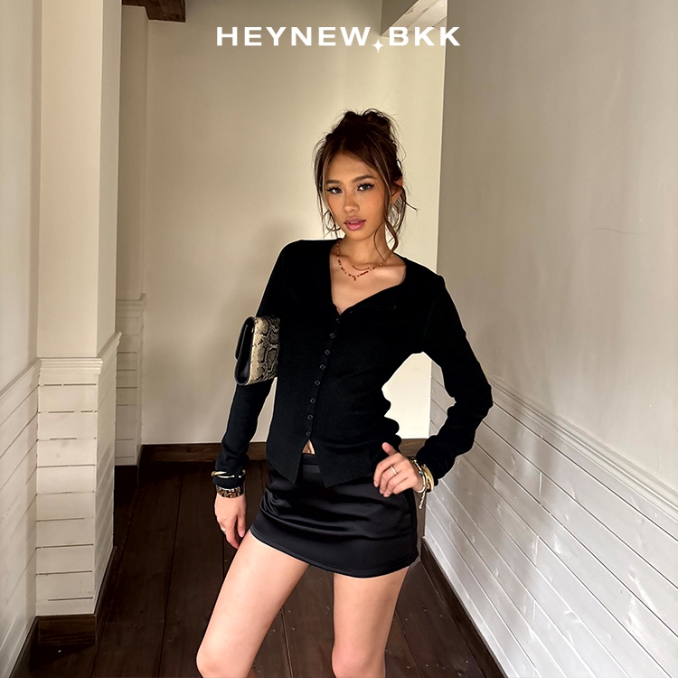 JWD460 เสื้อกันหนาวคาร์ดิแกนไหมพรมแขนยาวคอกลมกระดุมหน้าดีเ รูปที่ 7