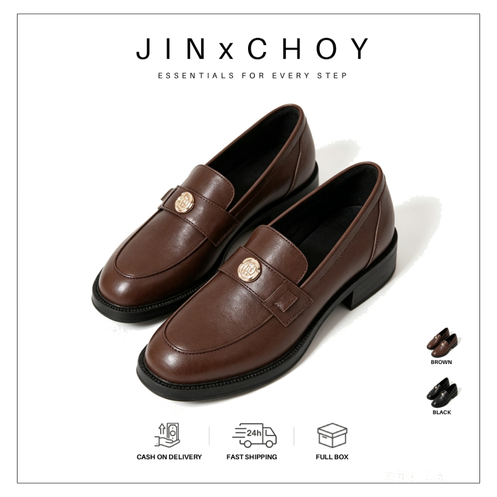 JINxCHOY รองเท้าโลฟเฟอร์ หนังวัวแท้ ส้นหนา ขนาดเล็ก สไตล์อังกฤษ ฝรั่งเศส เรโทร การเดินทางในชีวิตประจำวันการเดินทางของนักเรียนช้อปปิ้งรองเท้าหนังขนาดเล็ก