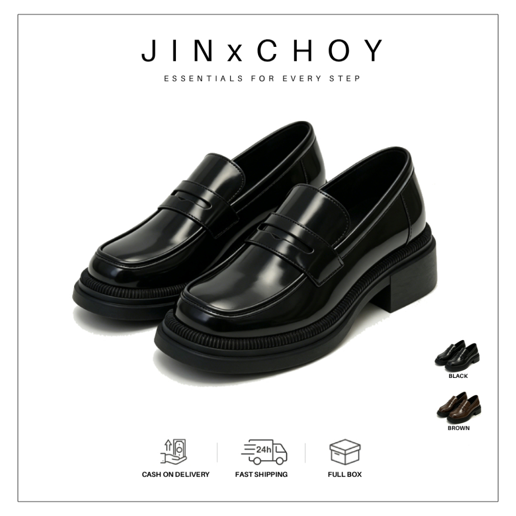 รองเท้าโลฟเฟอร์หัวกลมสไตล์ฝรั่งเศสที่เข้ากันได้ทั้งหมด PU รุ่นฤดูใบไม้ร่วงและฤดูหนาวปากลึกสีทึบสไตล์ย้อนยุคสไตล์วิทยาลัยน้ำหนักเบารองเท้าหนังส้นเหลี่ยมรองเท้าผู้หญิงราคาขายส่งโรงงาน