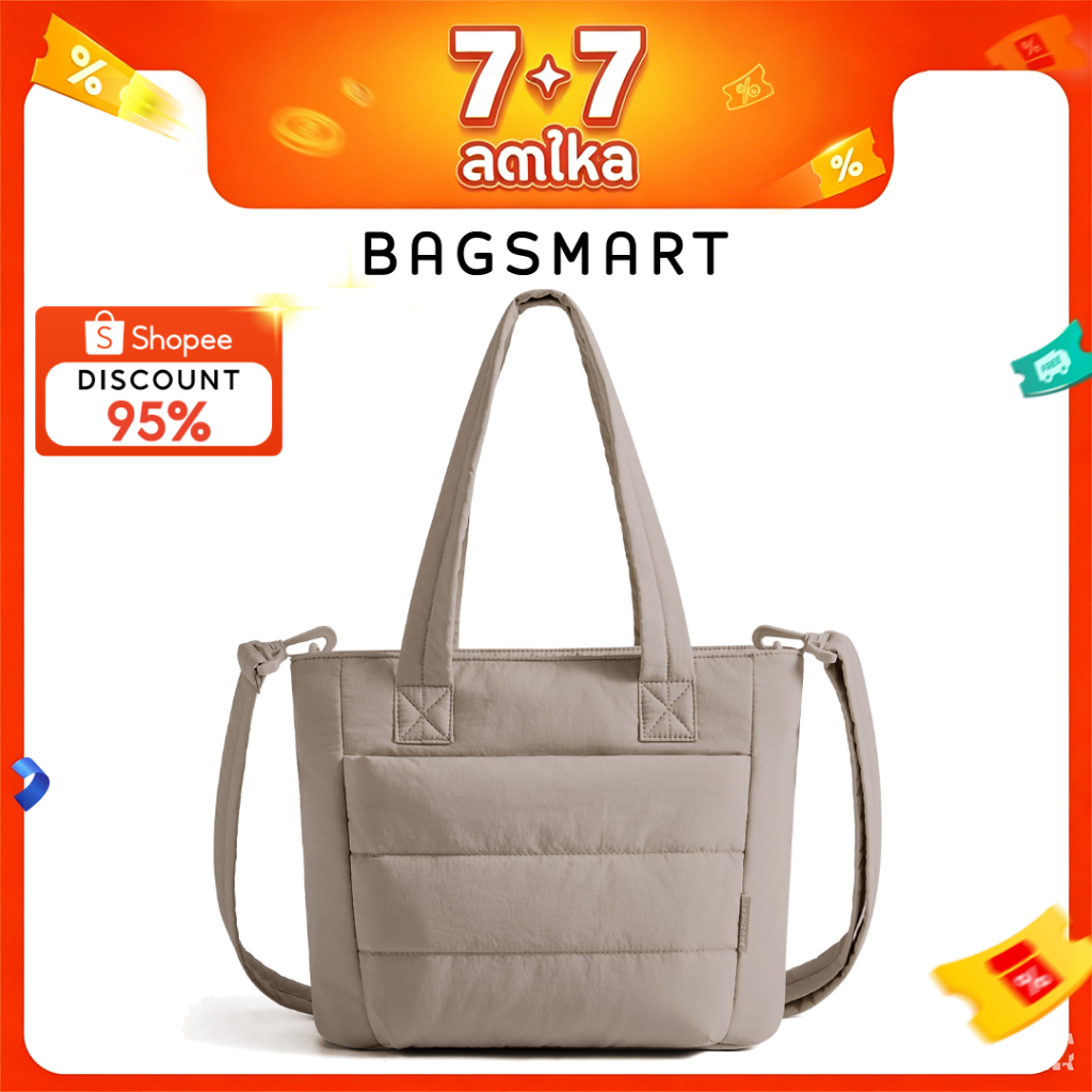 BAGSMART กระเป๋าสะพายข้างแฟชั่น Puffy Crossbody Bag กันน้ําสำหรับผู้หญิง ใช้งานได้หลากหลาย เช่น การเดินทางและที่มหาวิทยาลัย