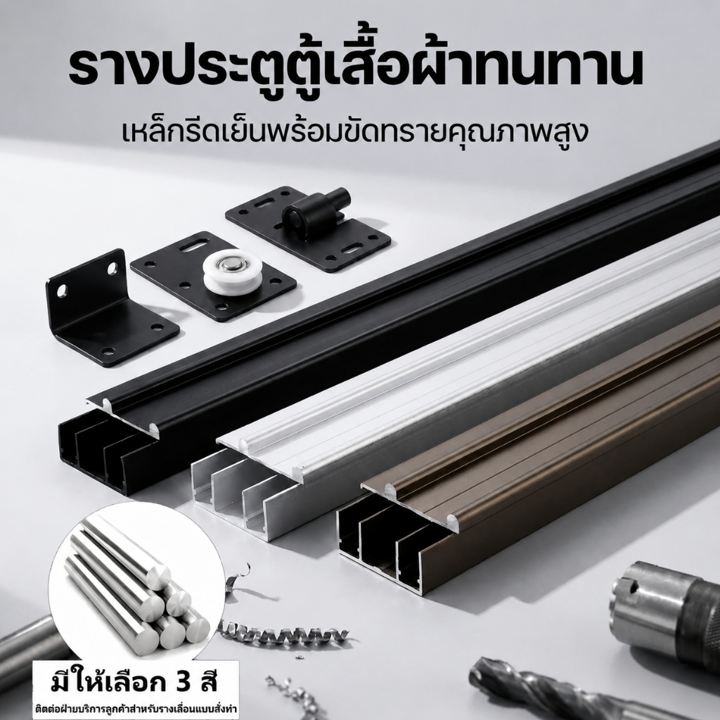 รางเลื่อนลูกปืน เหมาะสำหรับตู้เสื้อผ้าขนาด 1.5 เมตร ชุดรางเลื่อนและลูกปืนสำหรับตู้เสื้อผ้าแบบเก่าโดยเฉพาะ รับประกันสินค้