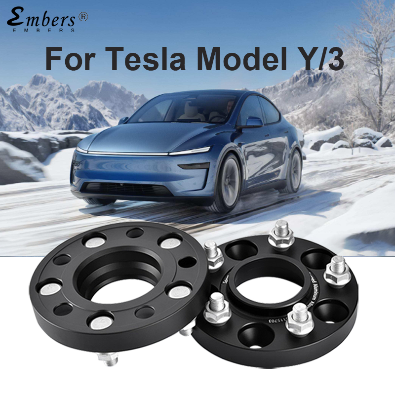 Embers สําหรับ Tesla รุ่น 3 Y PCD 5X114.6 CB 64.1 M14X1.5 สีดําปลอมอลูมิเนียมล้อ Spacer Hub อะแดปเตอ