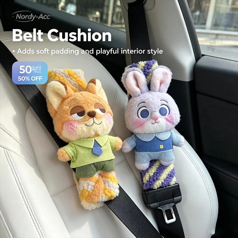 ตุ๊กตาน่ารักขั้นสูงไหล่ Zootopia Nick Wilde Judy Hopps Plush ShoulderPad อุปกรณ์ในรถยนต์ตุ๊กตาไหล่ป้องกันเข็มขัดนิรภัย Anti-Strangulation คอรถคู่ของขวัญ