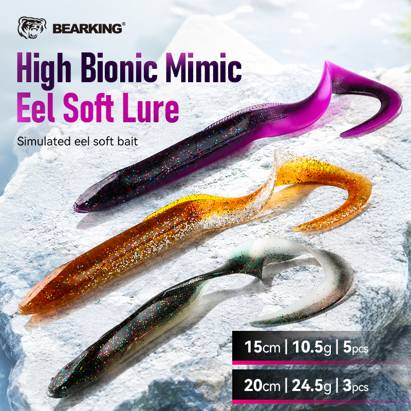 BEARKING L46 Eel Soft Lure 200 มม.24.5g/150 มม.10.5g Sinking Swimbait สมจริงยืดหยุ่นหางเหยื่ออ่อนสําหรับตกปลา Predator