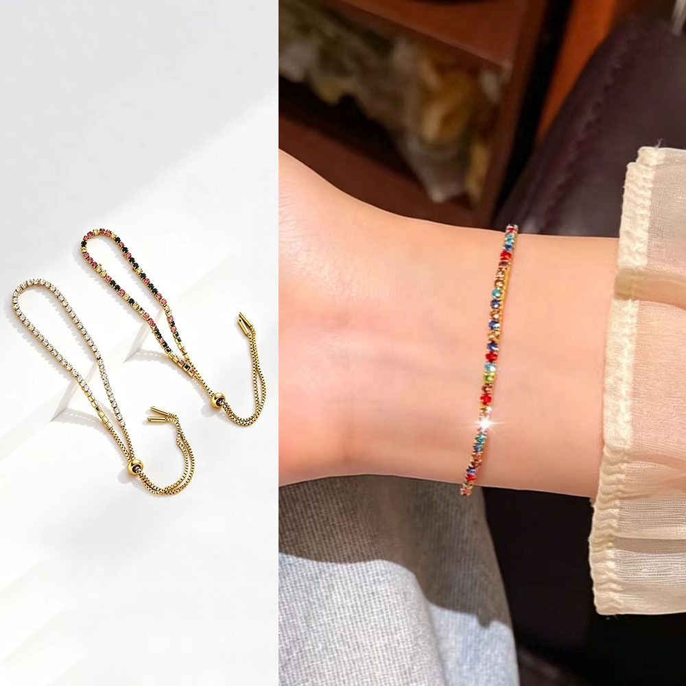 Luna Petite สแตนเลสเพทายสร้อยข้อมือดึงออกกันน้ํากันเหงื่อไม่ซีดจางสร้อยข้อมือแฟชั่นประณีตเรียบง่ายทั้งหมด