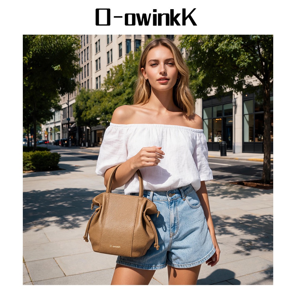 O-owinkK حقيبة دلو جلد صناعي برباط — صورة 3