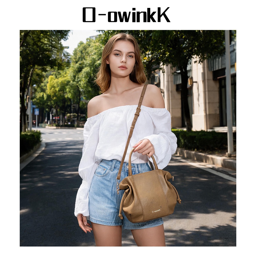 O-owinkK حقيبة دلو جلد صناعي برباط — صورة 5