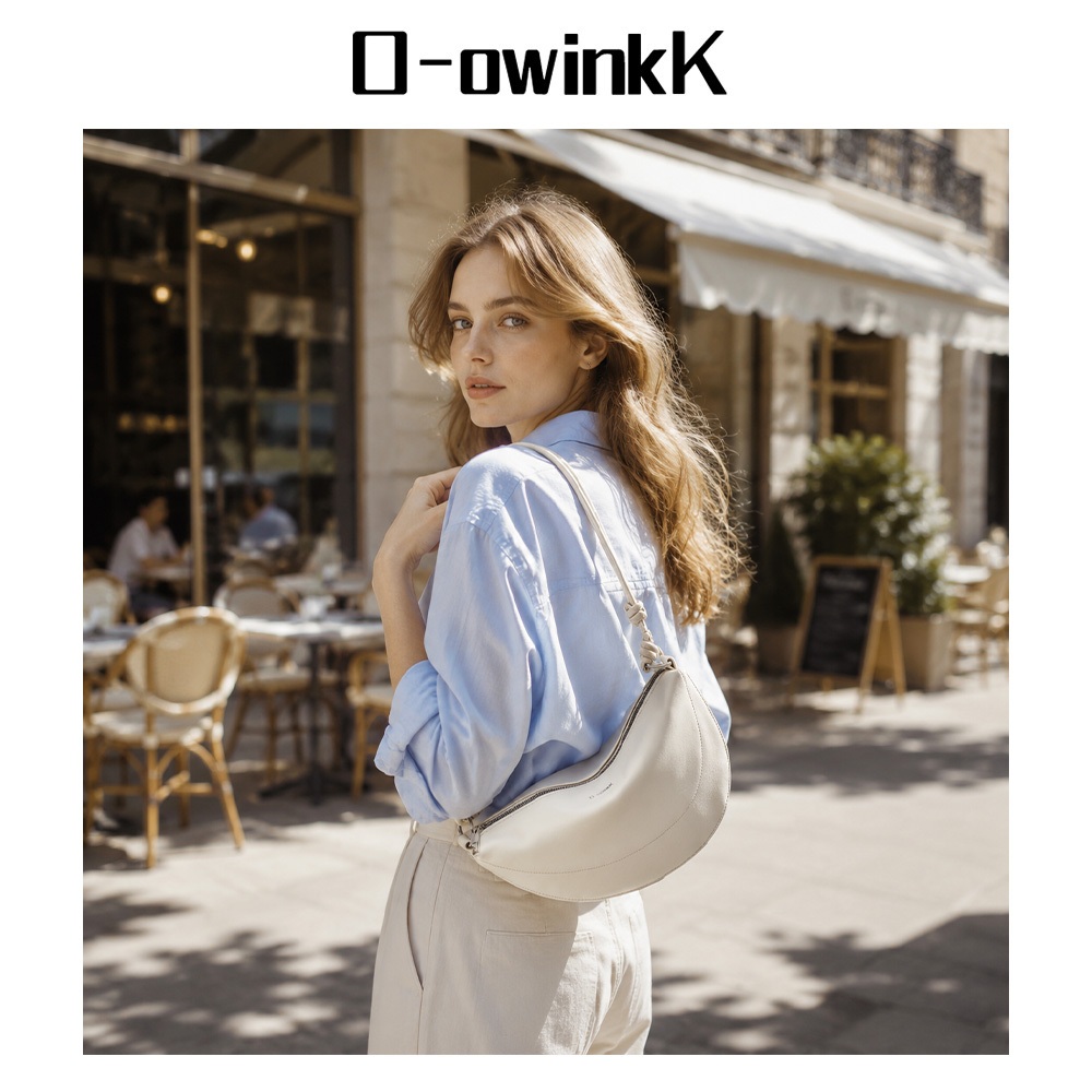O-owinkK حقيبة كروس هلالية PU بحزام معقود — صورة 4