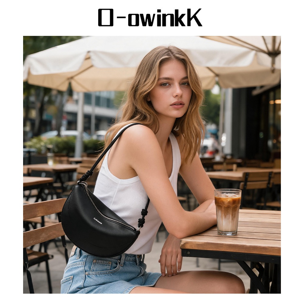 O-owinkK حقيبة كروس هلالية PU بحزام معقود — صورة 2