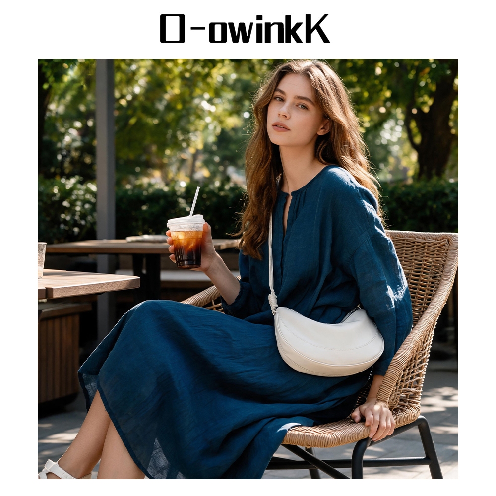 O-owinkK حقيبة كروس هلالية PU بحزام معقود — صورة 5