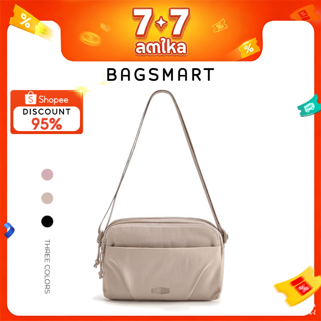 BAGSMART แฟชั่น Crossbody Bag กระเป๋าสลิงไหล่น้ำหนักเบากระเป๋าสี่เหลี่ยมกันน้ำสำหรับผู้หญิง