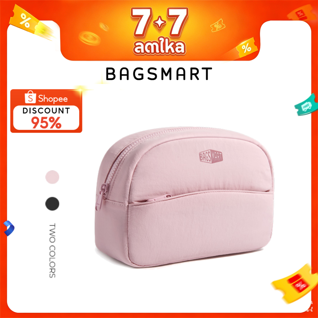 BAGSMART กระเป๋าแต่งหน้า กระเป๋าเดินทาง กระเป๋าแต่งหน้าน่ารัก กระเป๋าเครื่องสําอางความจุขนาดใหญ่สําหรับผู้หญิง กระเป๋าแต่งหน้าเปิดกว้าง Travel Essentials อุปกรณ์อุปกรณ์อาบน้ําแปรง