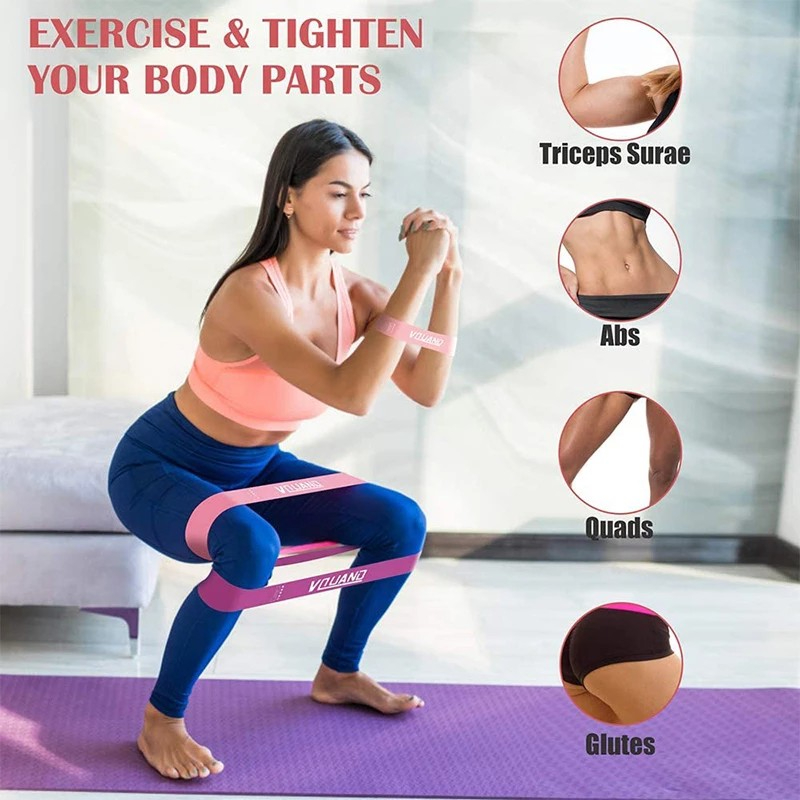 5 ชิ้น/เซ็ตHip Resistance Bands โยคะ Squat Elastic Band การออกกําลังกายฟิตเนสลดน้ําหนักการออกกําลังก
