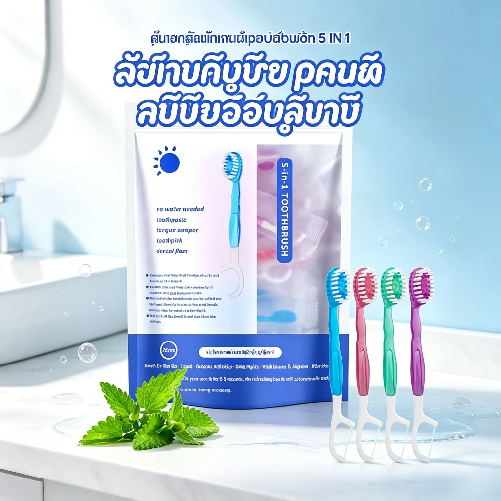 ชุดแปรงสีฟันขนนุ่ม 5 in 1-16 ชิ้น ใช้สําหรับ Deep Clean And Fresh Mouth