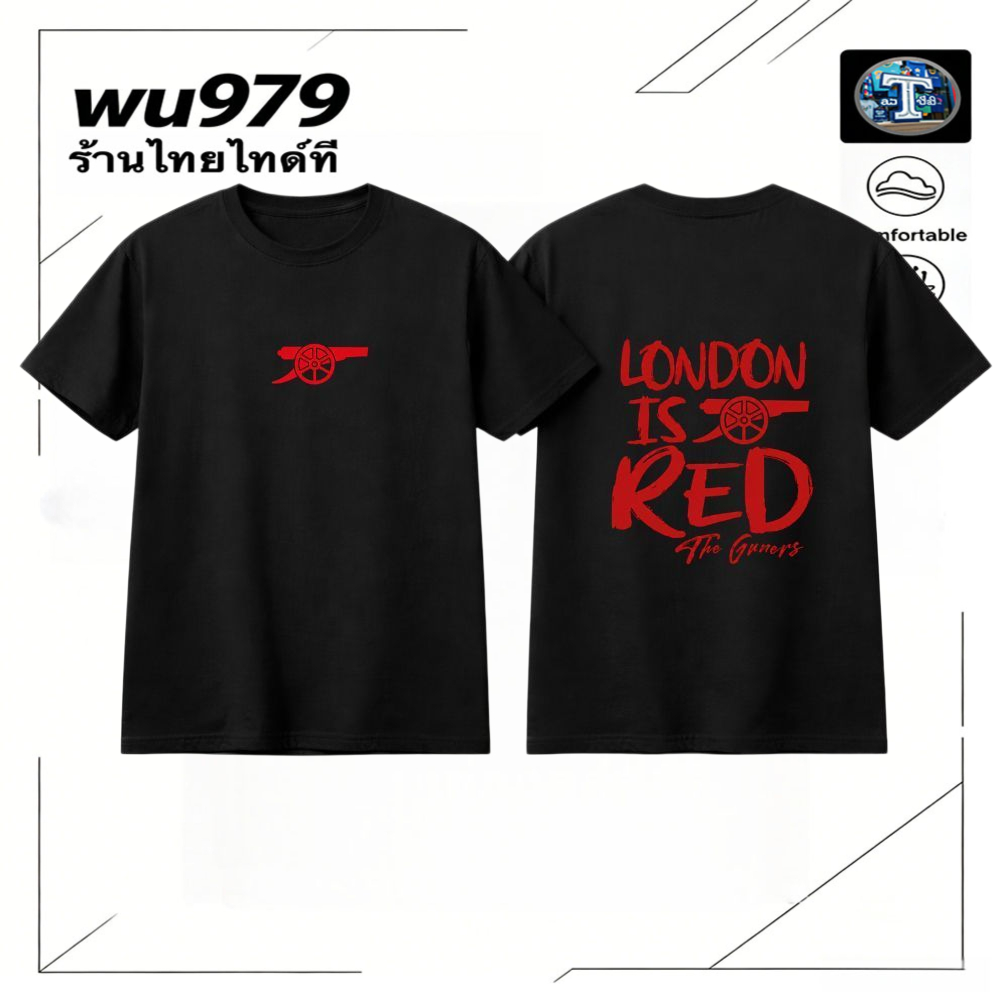 Arsenal London Red Team ผู้ชายผู้หญิงเสื้อยืด London Is Red!The Gunners Classic Slogan Arsenal Front Back Print Cultural Shirt