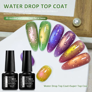 MEET ACROSS 7ml Water Drop Top Coatเจลเล็บClear 3Dหยดน้ําฤดูใบไม้ผลิฤดูร้อนออกแบบเล็บเจลเคลือบเงา