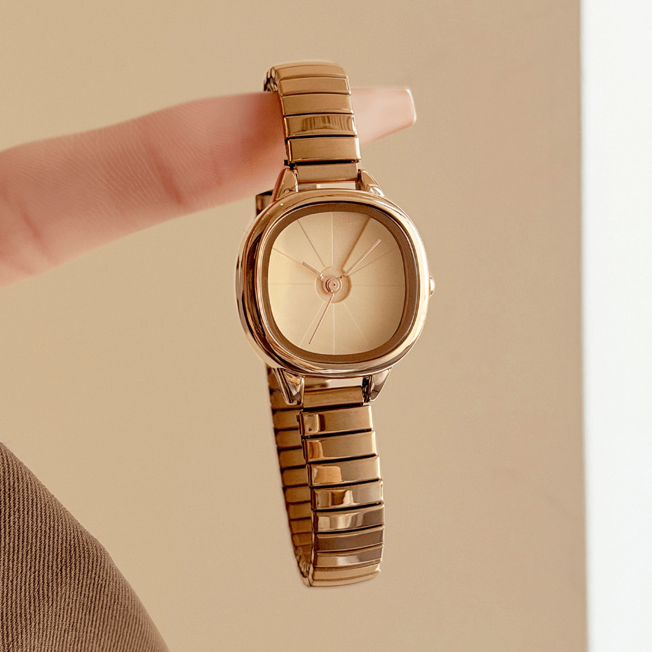 Minimalist รอบ Dial Quartz ผู้หญิงนาฬิกาสแตนเลสนาฬิกาข้อมือ Retro ขนาดเล็กสุภาพสตรีของขวัญทุกวันนาฬิกา