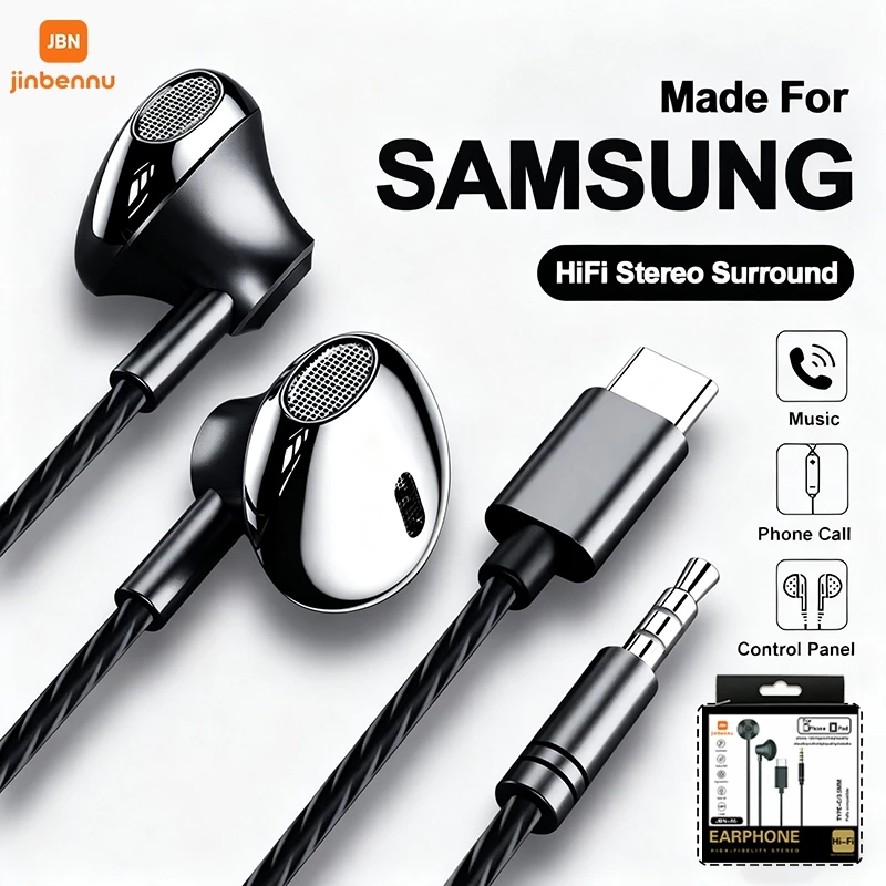 หูฟัง Type-C / 3.5mm HiFi 9D Stereo มีไมค์ Samsung/iPhone
