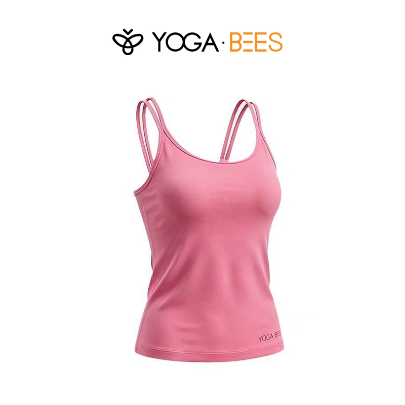 YOGA BEES Minimalist Double Thin Strap U-คอเสื้อกล้ามเบาะน้ําหนักเบายืดกีฬาและทุกวันแขนกุด Camisole