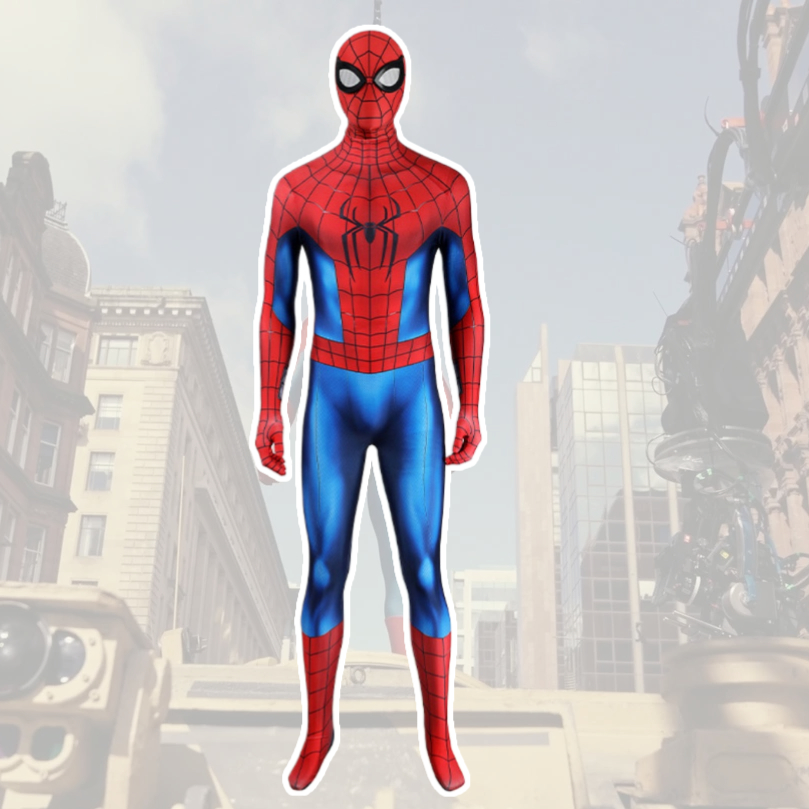 2026 ใหม่สีแดงสีฟ้า Spider Web พิมพ์ Superhero Zentai ชุด: Full - Body Spandex Jumpsuit และหน้ากากหัวสําหรับคอสเพลย์ฮาโลวีน