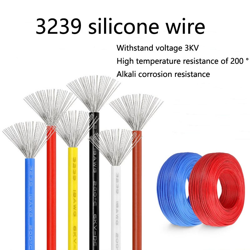 สายเคเบิลทนความร้อนลวดลวดซิลิโคนอ่อนนุ่ม UL3239 12AWG 16AWG 18AWG 20AWG 22AWG 24AWG 26AWG 28AWG 30AW