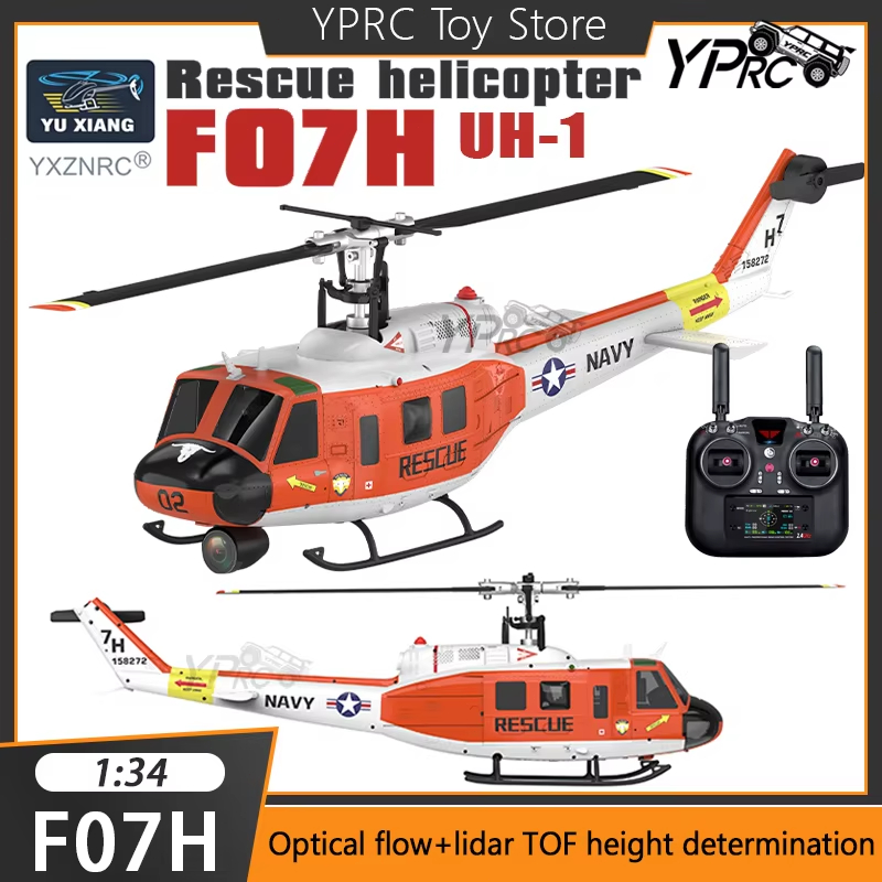 Yuxiang F07H RC เฮลิคอปเตอร์ 1:34 UH-1 Huey Rescue เฮลิคอปเตอร์ Brushless GPS ตําแหน่ง Optical Flow 