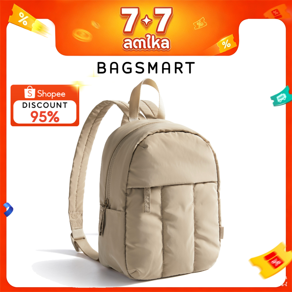 BAGSMAT Mini Backpack Travel Backpack for Women, Quilted College Laptop Bookbag, Work Back Pack for Women, Cute Computer Water-Resistant Casual Daypack, Puffer Black