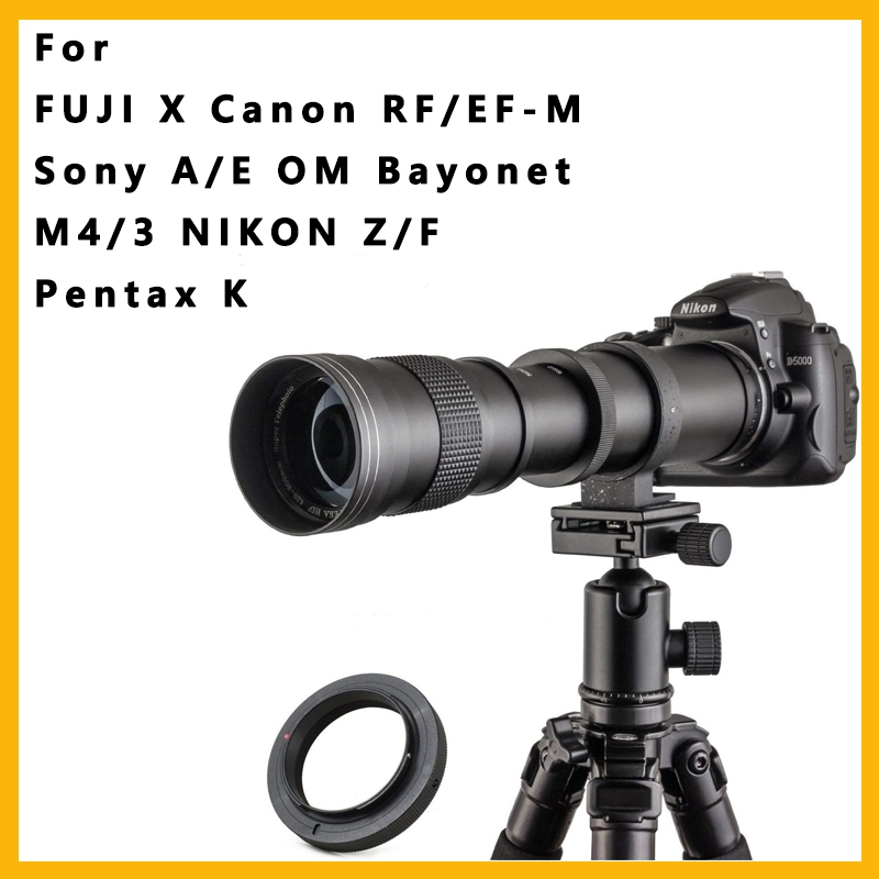 JINTU 420-800mm f/ 8.3 Manual Telephoto Zoom Lens + T-Mount for  FUJI X / Canon RF / EF-M / Sony A /