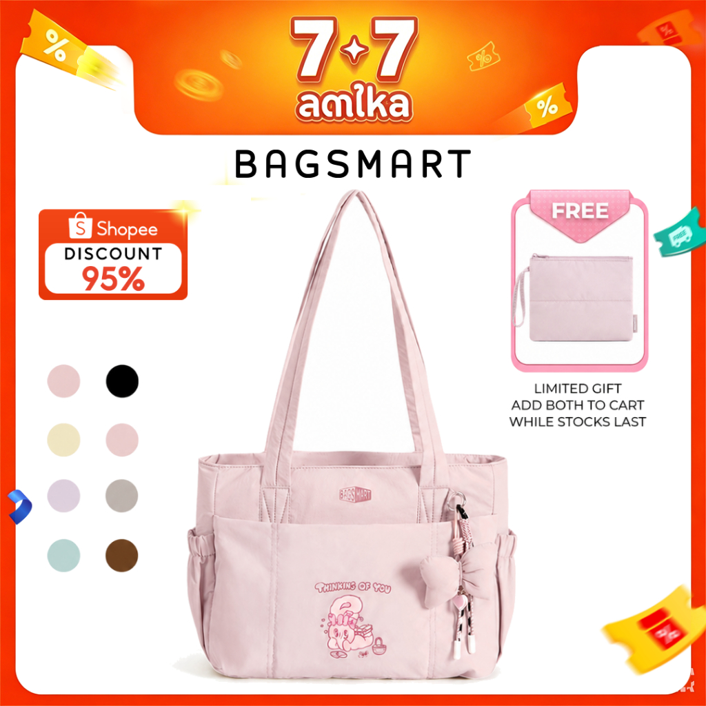 BAGSMART ESTHER BUNNY Fashion Tote Bag กระเป๋าสะพายขา้ง Women Baguette Bag Handbag for 13.1" Laptop