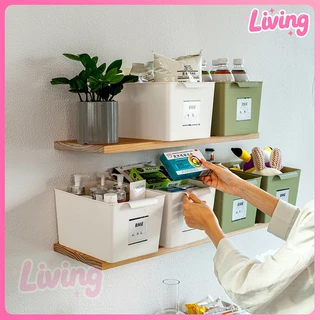 Living✅กล่องพลาสติก กล่องเก็บของอเนกประสงค์ ออแกไนเซอร์ในครัว ตะกร้าใส่ขนม กล่องเก็บของ[รวมสติ๊กเกอร์ฉลากฟรี]