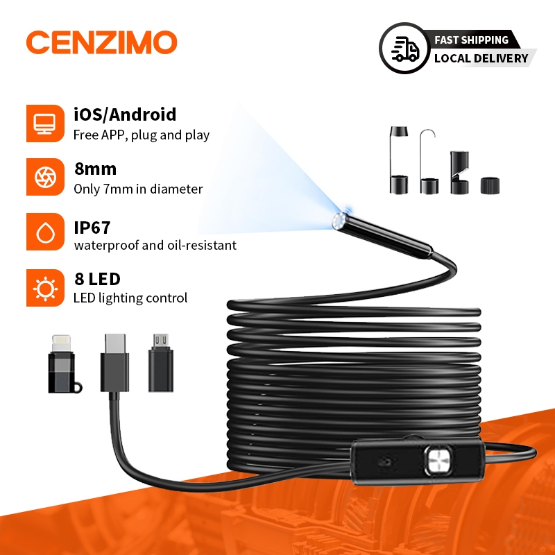 CENZIMO กล้องเอนโดสโคป HD กล้องEndoscopicอุตสาหกรรม 8 LEDborescopeกันน้ำเหมาะสำหรับ Android IOSพร้อม