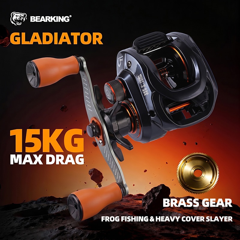 BEARKING MATADOR Baitcasting Reel 222g ลากสูงสุด 15 กก. 6 + 1BB อลูมิเนียมลึก Spool BRASS GEAR สําหรับ Monster Fishing Reel กบตกปลา