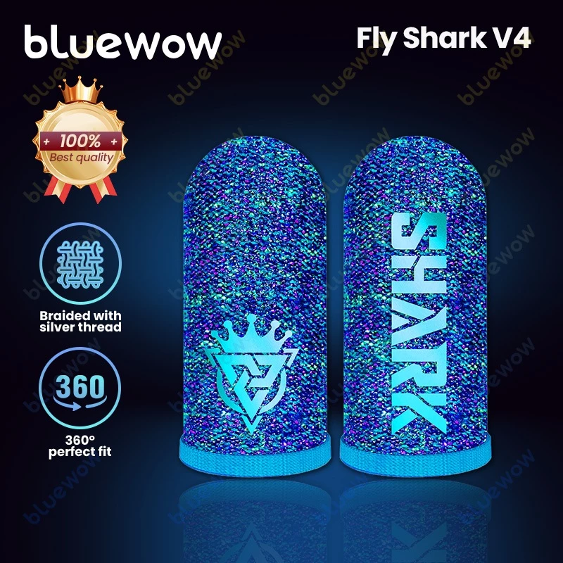การออกแบบส่องสว่างปลอกนิ้วสําหรับเล่นเกม BlueWow, ถุงมือนิ้วหัวแม่มือหน้าจอสัมผัสระบายอากาศป้องกันเหงื่อสําหรับเล่นเกมมือถือ, ควบคุมและเสียดทานสําหรับ PUBG/COD/Genshin