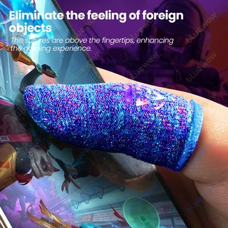 การออกแบบส่องสว่างปลอกนิ้วสําหรับเล่นเกม BlueWow, ถุงมือนิ้วหัวแม่มือหน้าจอสัมผัสระบายอากาศป้องกันเหงื่อสําหรับเล่นเกมมือถือ, ควบคุมและเสียดทานสําหรับ PUBG/COD/Genshin