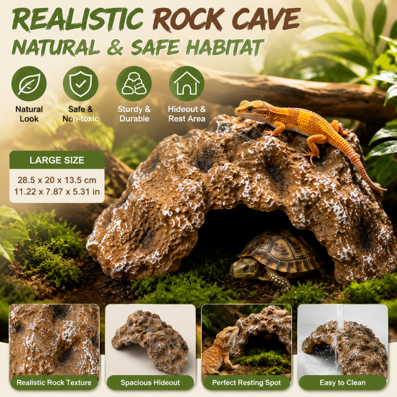 TH Hiding Cave – เรซิ่นหัตถกรรม ตกแต่งถังสัตว์เลื้อยคลานสําหรับ Gecko, Chameleon, Frog, Snake, Centipede & Spider