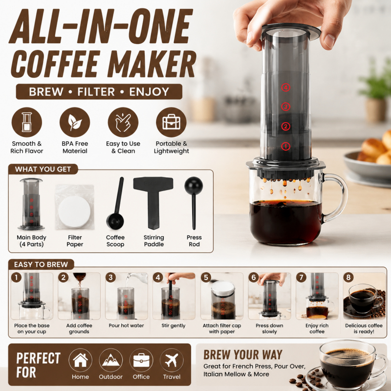 ⭐️โกดังในพื้นที่+COD⭐ AeroPress Go Coffee Drip Filter เครื่องชงกาแฟ เครื่องชงกาแฟ Espresso Press Coffee Brewer Pembancuh Kopi